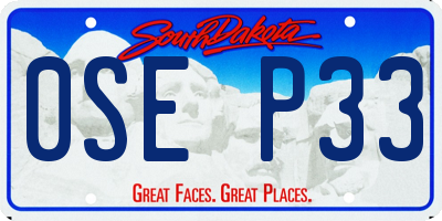SD license plate 0SEP33