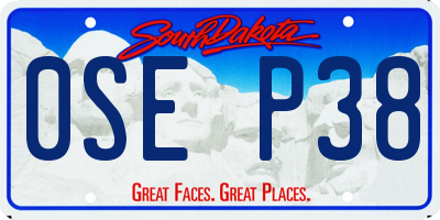 SD license plate 0SEP38