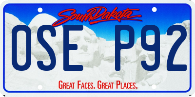 SD license plate 0SEP92