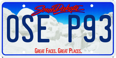SD license plate 0SEP93
