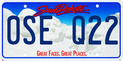 SD license plate 0SEQ22