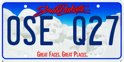 SD license plate 0SEQ27