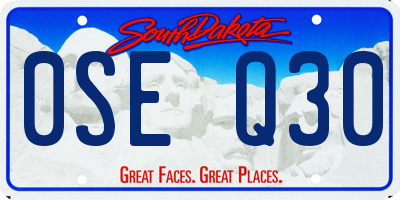 SD license plate 0SEQ30
