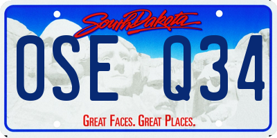 SD license plate 0SEQ34