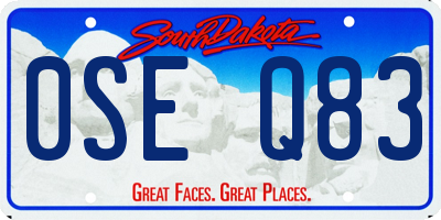 SD license plate 0SEQ83