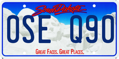 SD license plate 0SEQ90