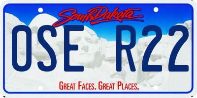 SD license plate 0SER22