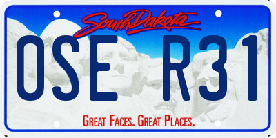 SD license plate 0SER31