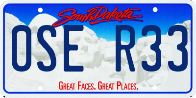 SD license plate 0SER33