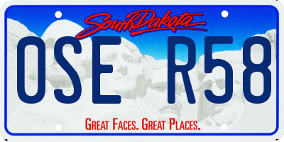 SD license plate 0SER58