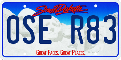 SD license plate 0SER83