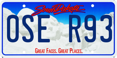 SD license plate 0SER93