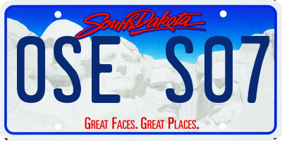 SD license plate 0SES07