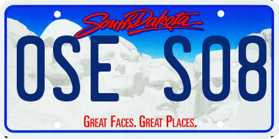 SD license plate 0SES08