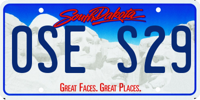 SD license plate 0SES29