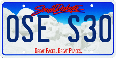 SD license plate 0SES30