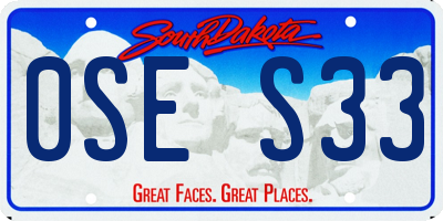 SD license plate 0SES33