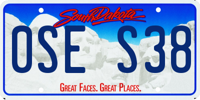 SD license plate 0SES38