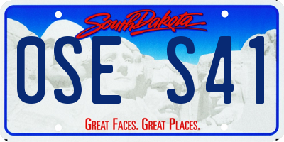 SD license plate 0SES41