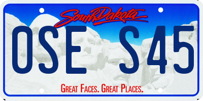 SD license plate 0SES45