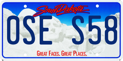 SD license plate 0SES58