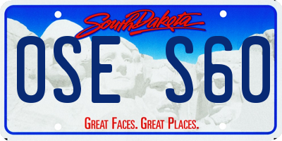 SD license plate 0SES60