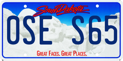 SD license plate 0SES65