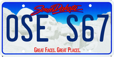 SD license plate 0SES67