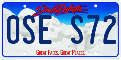 SD license plate 0SES72