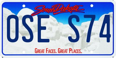 SD license plate 0SES74