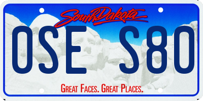 SD license plate 0SES80