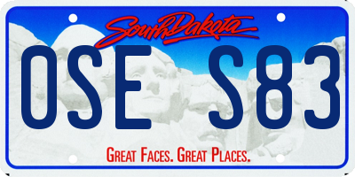 SD license plate 0SES83