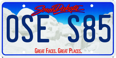 SD license plate 0SES85
