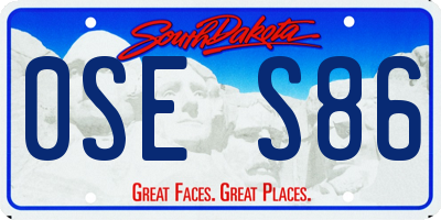 SD license plate 0SES86