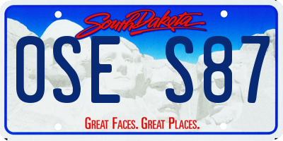 SD license plate 0SES87