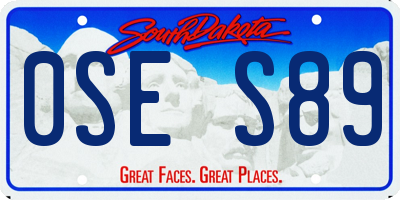 SD license plate 0SES89