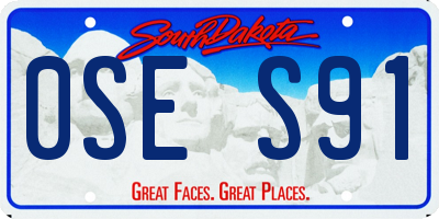 SD license plate 0SES91