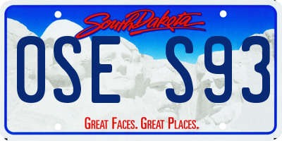SD license plate 0SES93