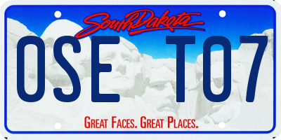 SD license plate 0SET07