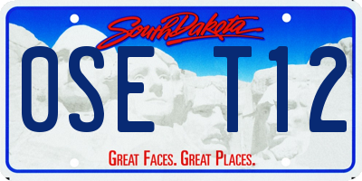 SD license plate 0SET12