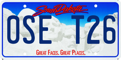 SD license plate 0SET26