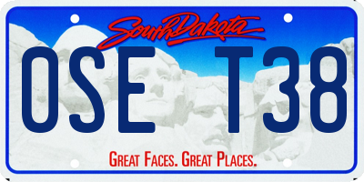SD license plate 0SET38
