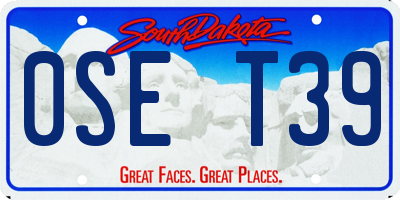 SD license plate 0SET39