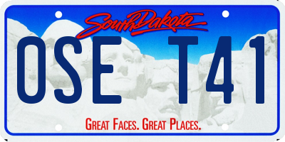 SD license plate 0SET41