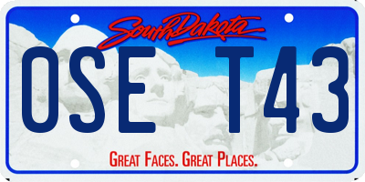 SD license plate 0SET43