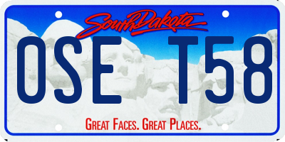 SD license plate 0SET58
