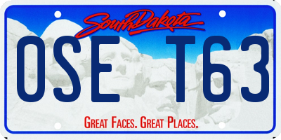 SD license plate 0SET63
