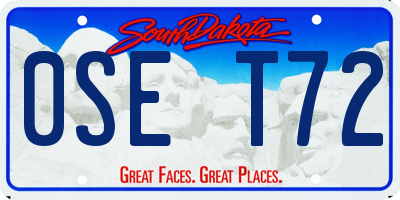 SD license plate 0SET72