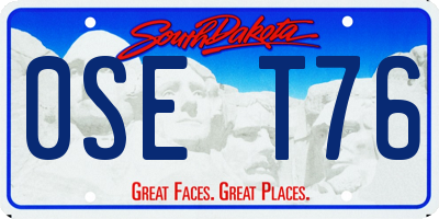 SD license plate 0SET76