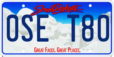 SD license plate 0SET80